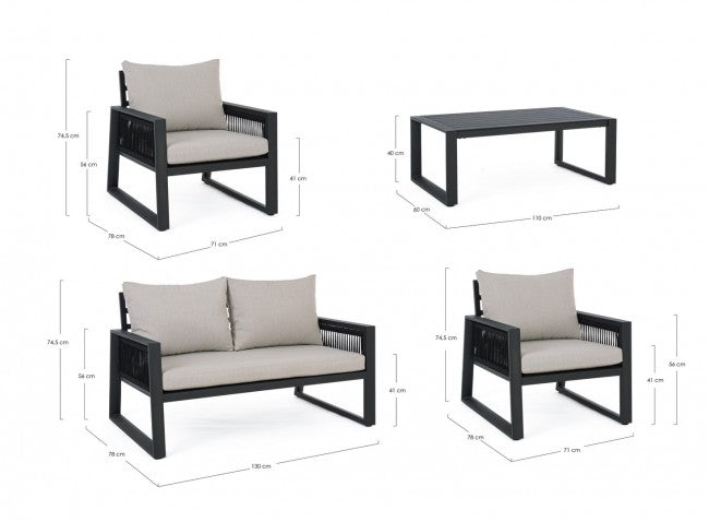 Conjunto de salón de jardín Captiva antracita