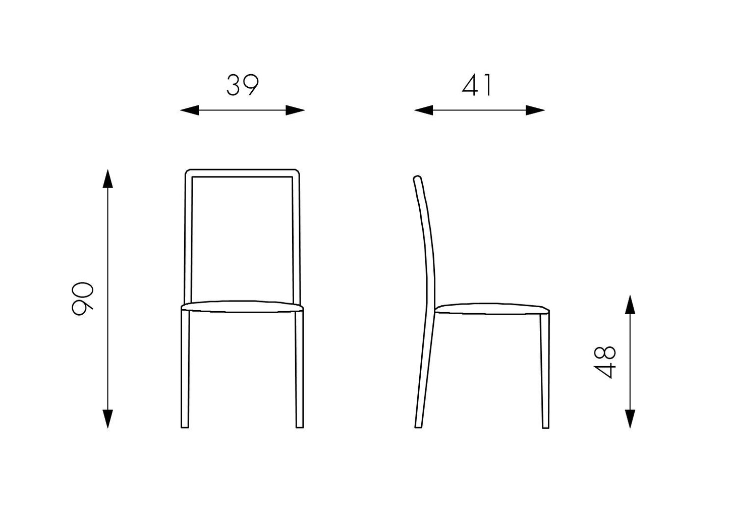 4x Silla en símil piel chocolate 41x39x90h cm