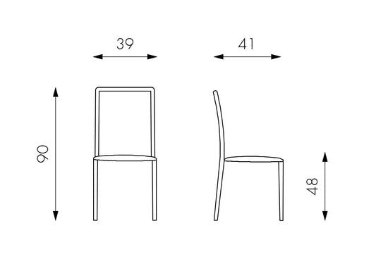 4x Silla en símil piel chocolate 41x39x90h cm