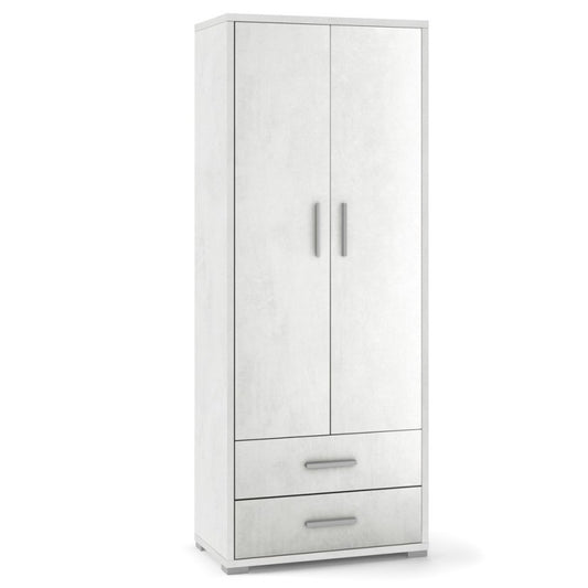 Armario multiusos con dos puertas y dos cajones en Oxy White 71x41x h182 cm