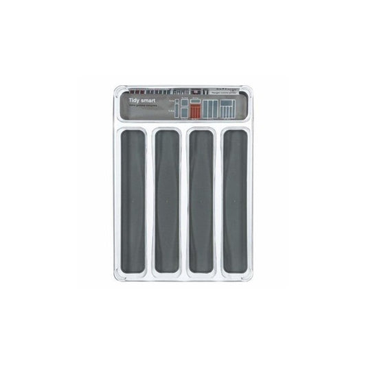 Organizador de cubiertos de goma con cinco compartimentos Gris Oscuro TIDYSMART 32,5x23,2 h4,5 cm