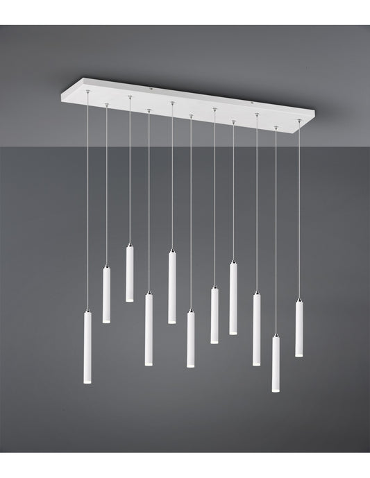 Suspensión tubular moderna 11 tubos LED blancos L115 cm Trio Lighting