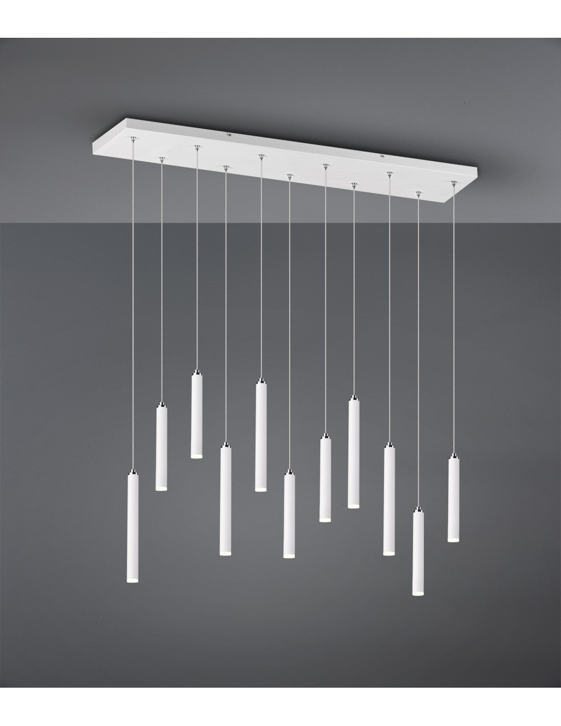 Suspensión tubular moderna 11 tubos LED blancos L115 cm Trio Lighting
