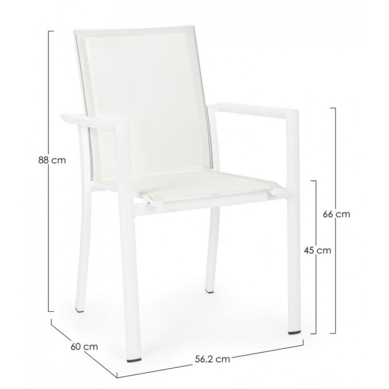 Silla Konnor aluminio blanco con reposabrazos
