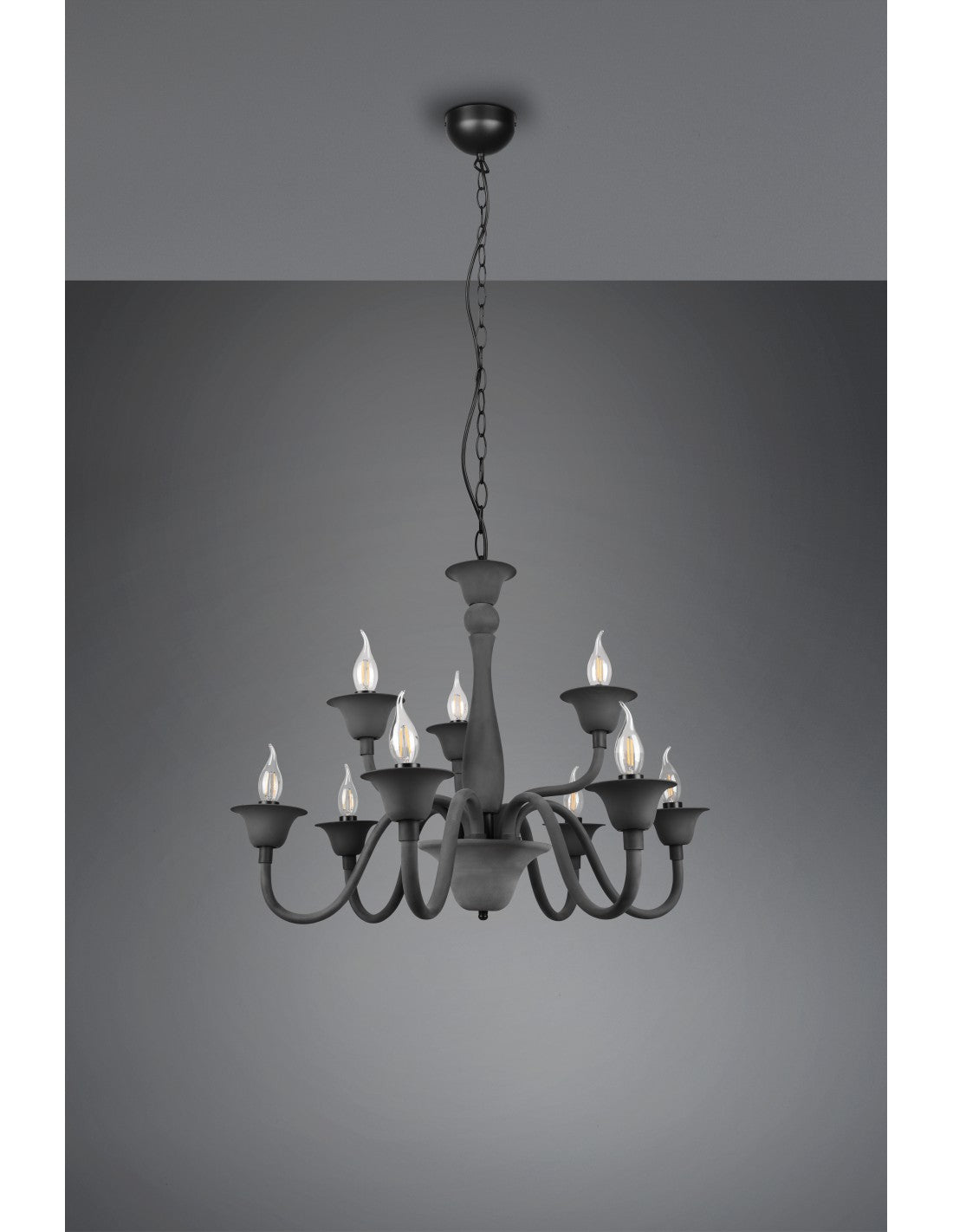 Araña De Salón 9 Luces Negra Con Cadena Elsa Trio Lighting
