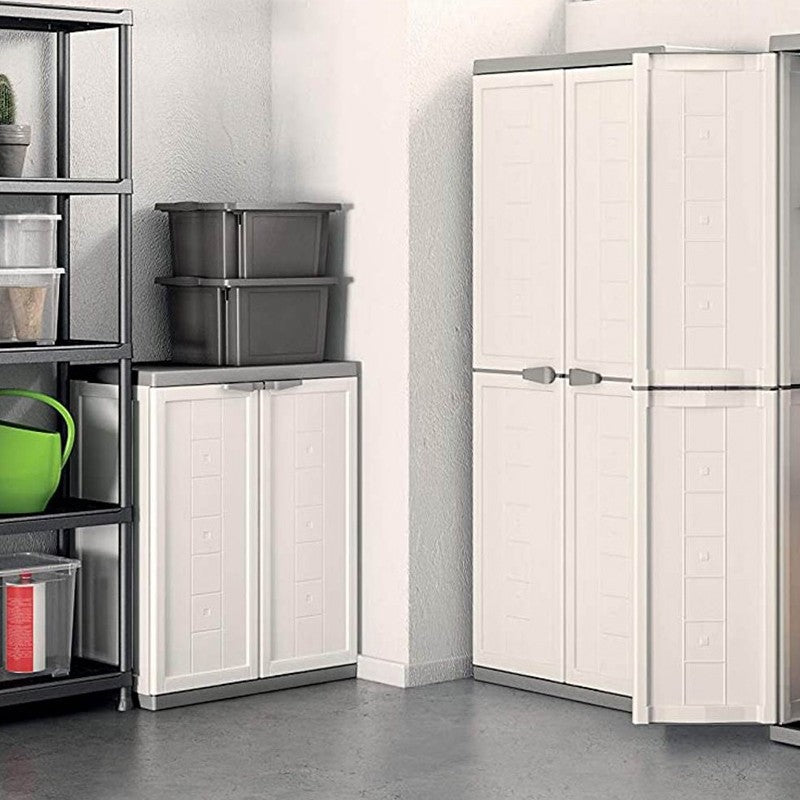 Armario bajo de resina JOLLY R16 TNT Blanco y Gris 68x39x h85 cm