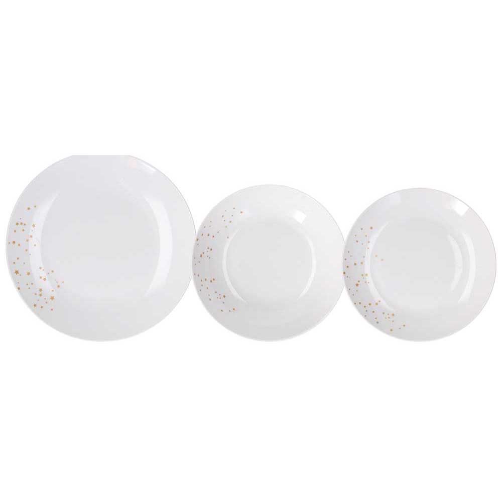 Sevizio Platos 18 Piezas Dream Gold Porcelana Blanca
