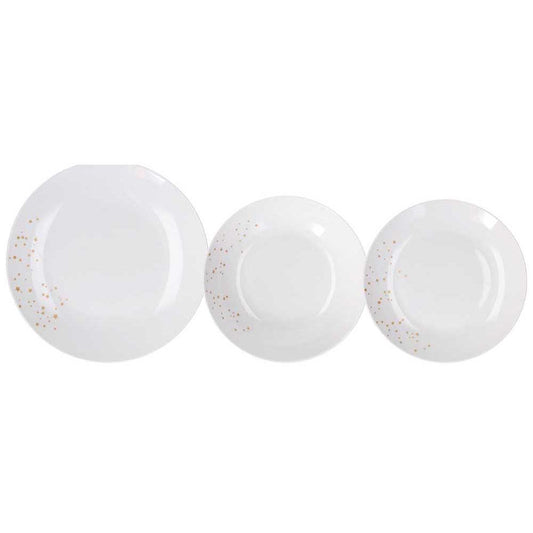 Sevizio Platos 18 Piezas Dream Gold Porcelana Blanca