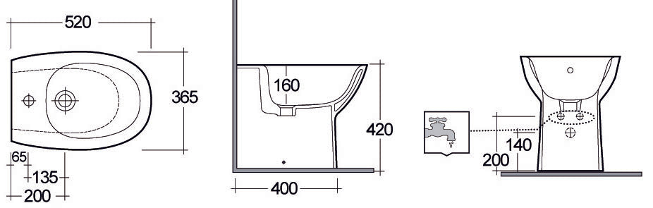 Bidé de montaje empotrado por la mañana