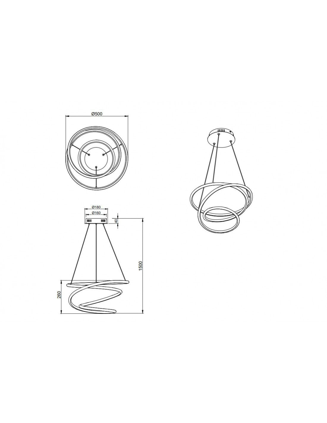 Lámpara Led Dimmer 4000k Diseño Moderno Vortice Chrome Bolonia Trio Lighting