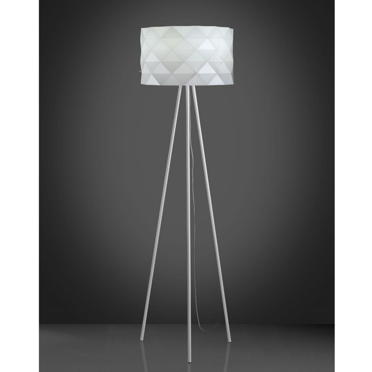Lámpara De Pie Trípode De Metal Blanco Cm. 40x146h