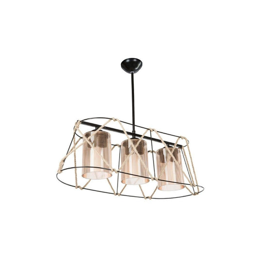 Gezegen ASZ0986 lámpara colgante 3 luces, metal negro y cuerda