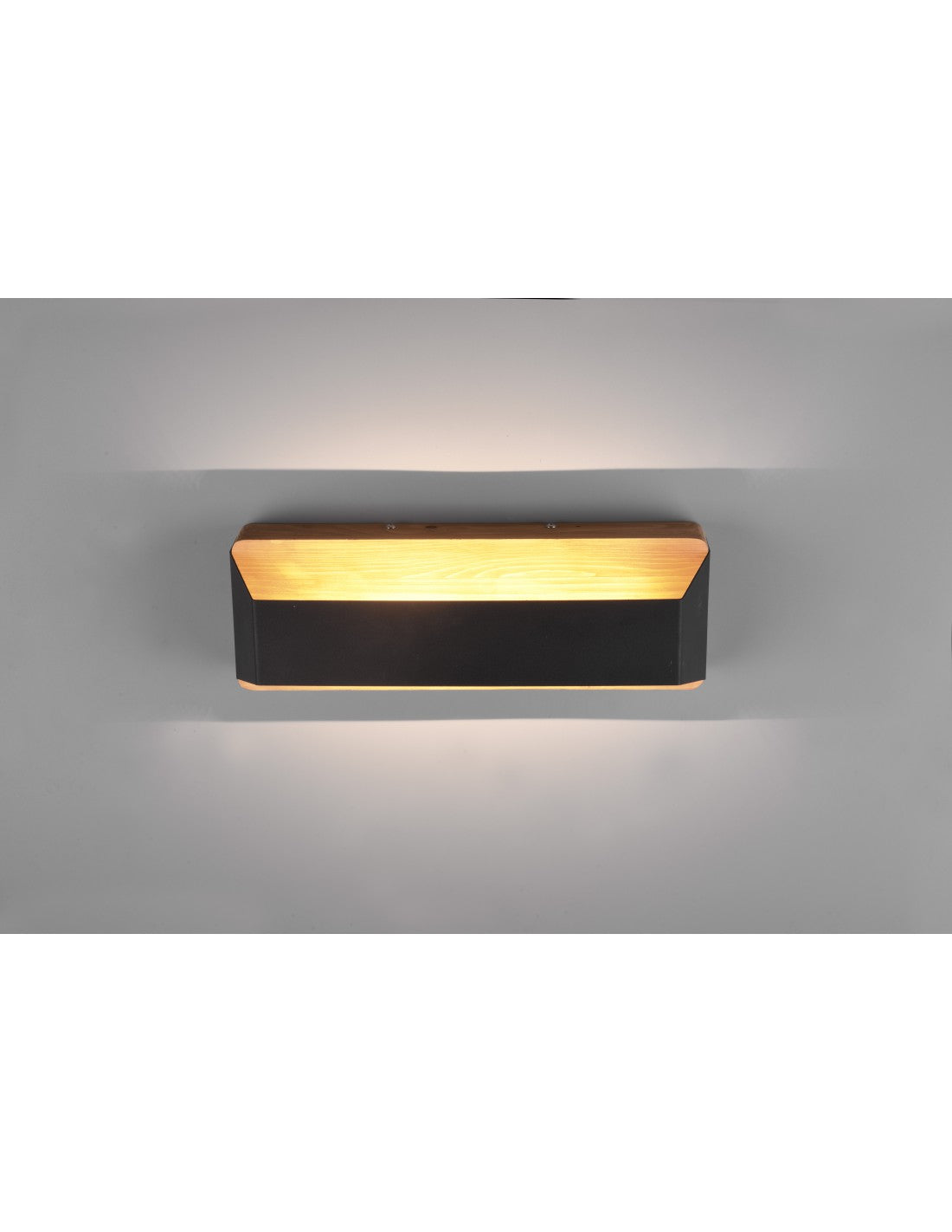 Lámpara de pared rectangular Doble emisión LED Arino Black Wood Trio Lighting