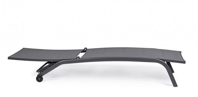 Tumbona de jardín de aluminio con ruedas Antracita CLEOPAS 61x192x h96 cm