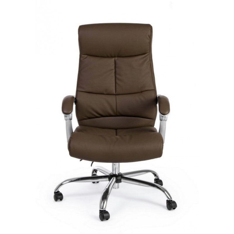 Sillón de oficina con brazos Lisboa reclinable símil piel marrón