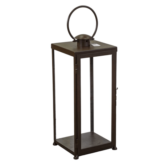 Farol cuadrado de metal bronce cm30x30h73/95