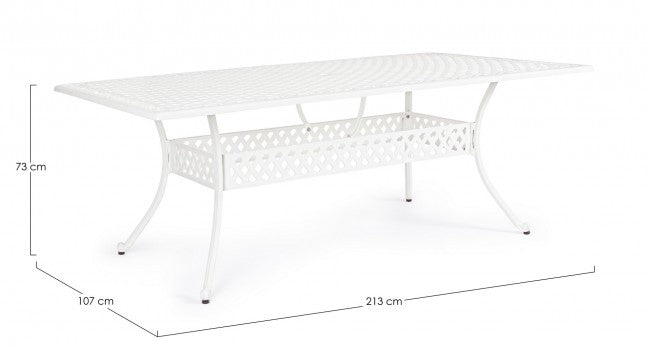 Mesa exterior rectangular Ivrea blanca 107x213 cm