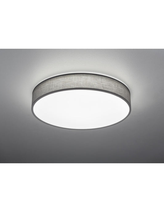 Plafón LED con pantalla de Tela Gris Lugano Ø60 cm Trio Lighting