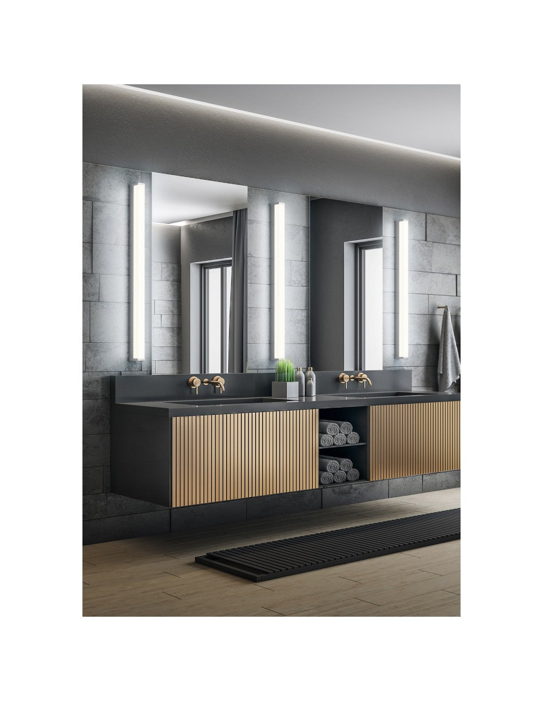 Aplique de baño LED rectangular 20w Fabio Cromo IP44 Trio Lighting