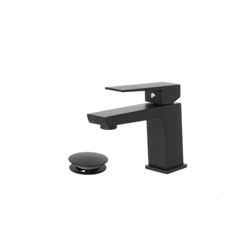 Mezclador de lavabo de acero serie QUATRA en color negro mate