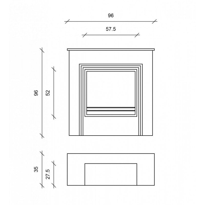 Biochimenea de diseño de suelo de bioetanol blanco 96 x 35 xh 96 cm