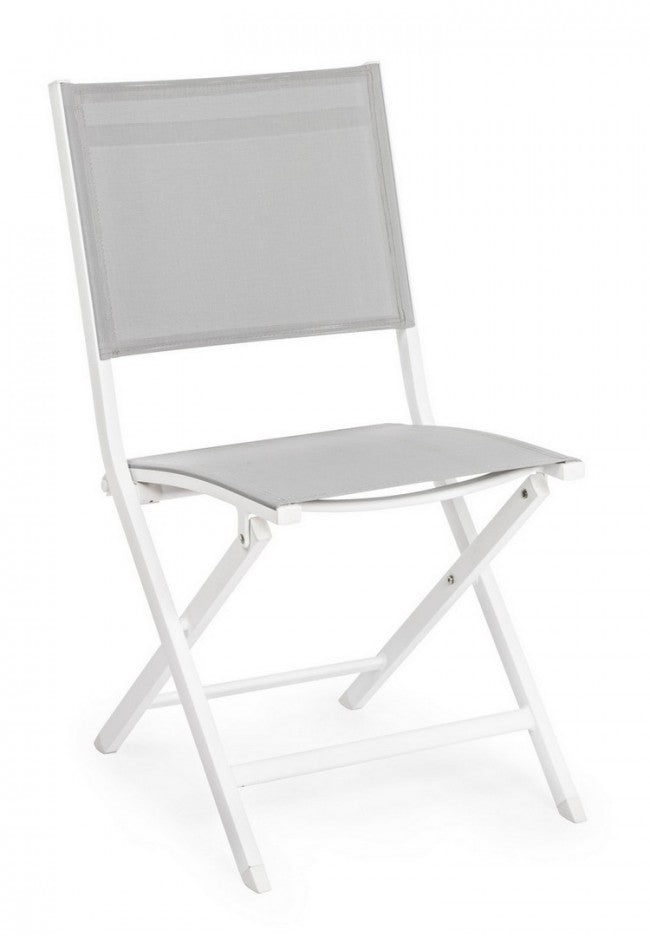 Silla De Exterior En Aluminio Gris Blanco Elin 47X57X H88 Cm