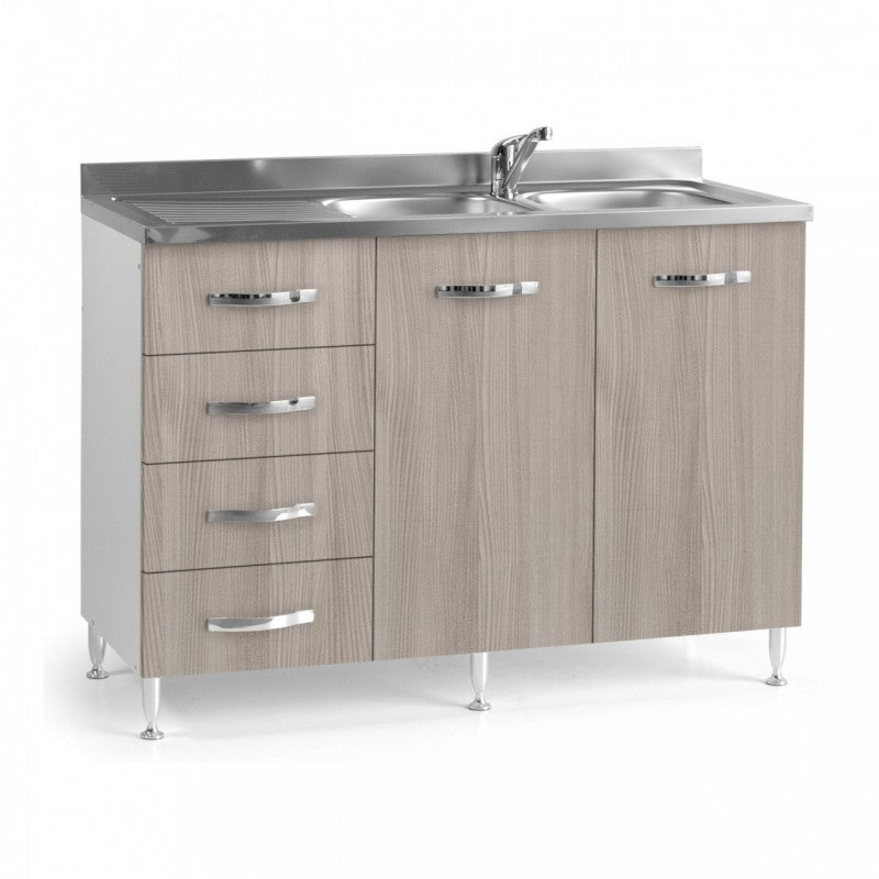 Bajo fregadero para cocina olmo 2 puertas con cajón izquierdo 120x50xH 85 cm