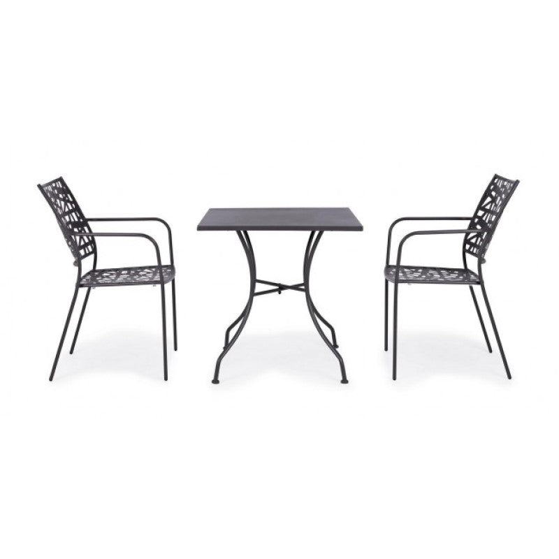 Mesa Kelsie acero antracita 70x70 cm