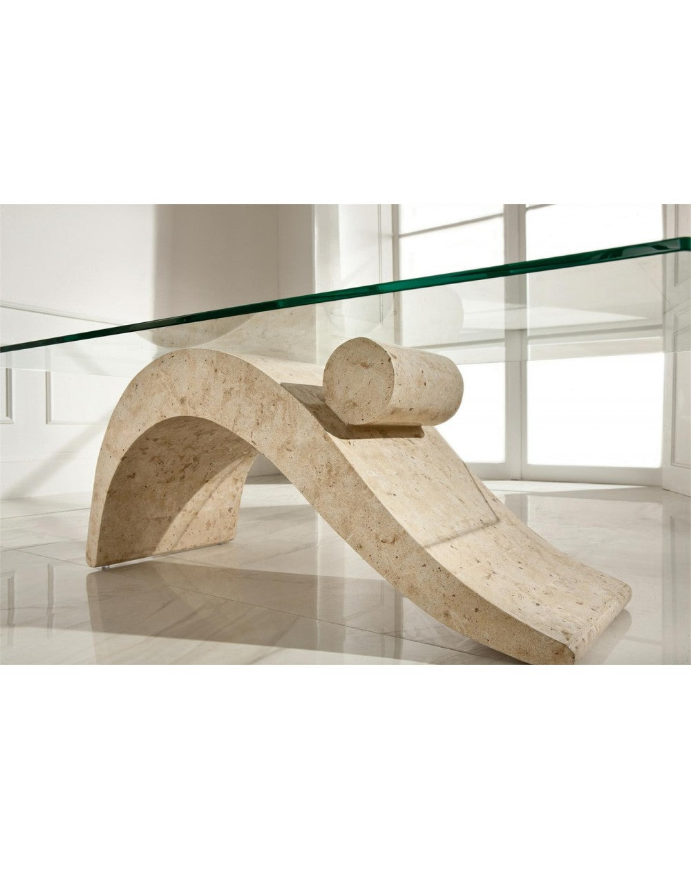 Mesa de centro beige transparente 70 cm x 120 cm Alt. 40 cm