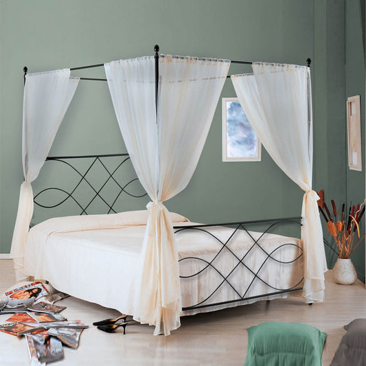 SOSPIRO cama doble de hierro con dosel Negro 166x208x h210cm