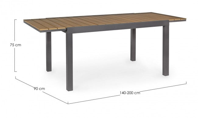 Mesa extensible Elias aluminio 140-200x90 cm