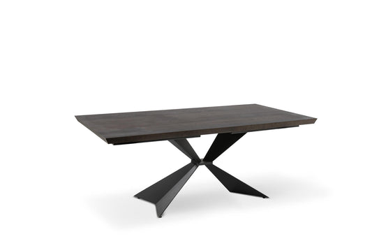 Mesa extensible con tapa chapada en roble termotratado 200/300x100x76h cm
