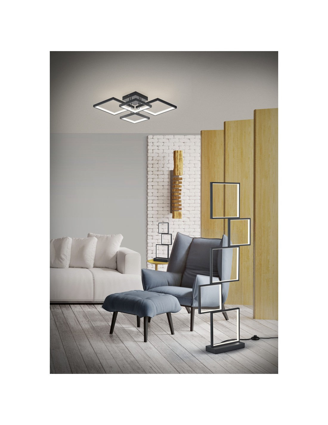 Sorrento Plafón LED 4 Cuadrados 52x52 cm Negro Trio Lighting