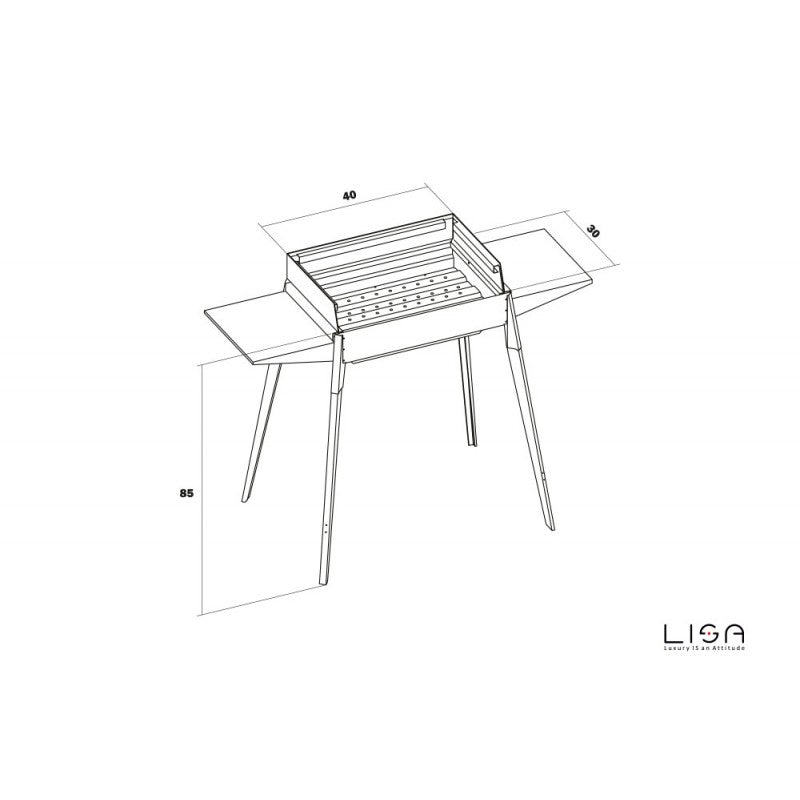 Barbacoa Etna mini Terraza de jardín de acero 102 x 55 x 85 h cm