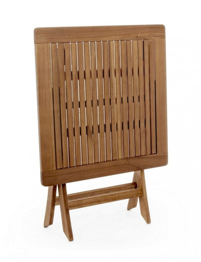 Mesa plegable de exterior Noemi en madera de acacia 70x70x h73 cm