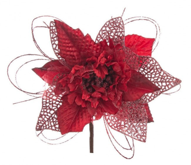 12x Pick Poinsettia roja