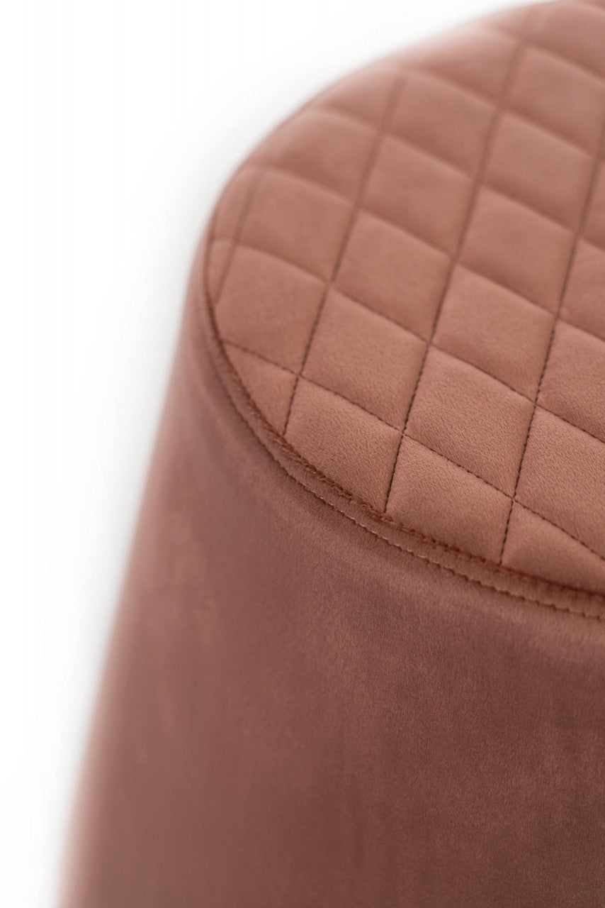 Puf de terciopelo de metal rosa antiguo 46,5 x 46,5 xh 33 cm