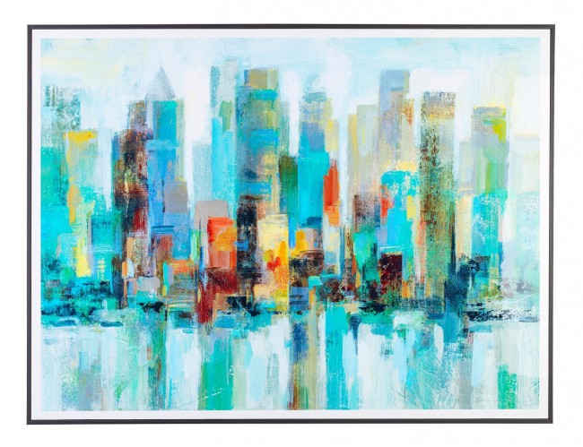 Cuadro Skyline ciudad con marco 120x90 cm