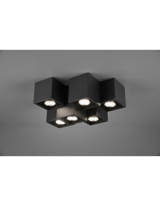 Lámpara de techo 6 Cubos GU10 RGB Fernando Negro Mate Trio Lighting