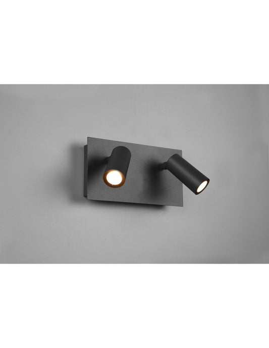 Lámpara de pared para exterior Tunga con doble foco LED antracita ajustable IP54 Trio Lighting