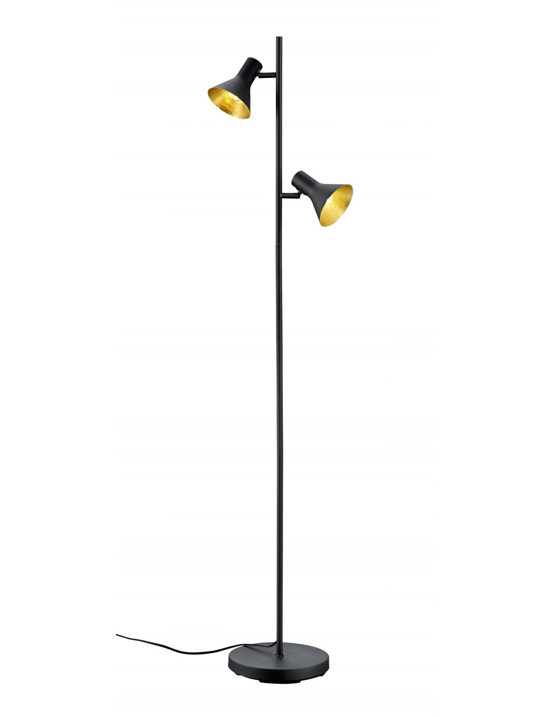 Lámpara de pie minimalista moderna 2 focos E14 Nina negro y dorado Trio Lighting