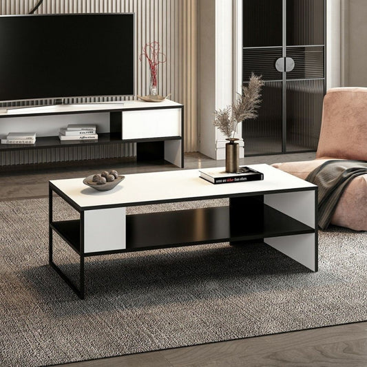 Mesa de centro rectangular Concord blanco y negro