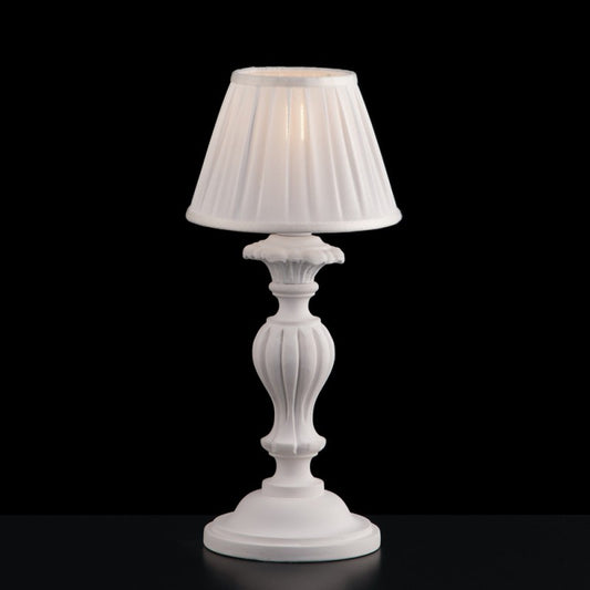 Lámpara de noche Shabby blanca de madera y pulpa de madera 1 luz