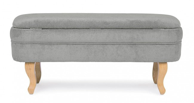 Banco de almacenaje vintage de chenilla en terciopelo gris claro 102x41x49h cm