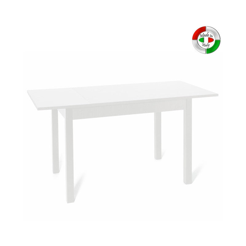 Mesa de comedor extensible de Fresno Blanco de madera revestida de melamina 80x120-160 cm