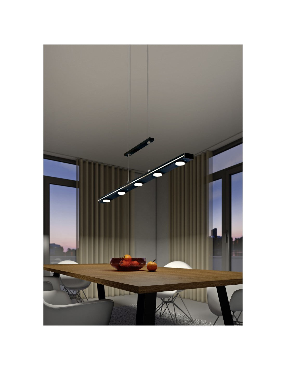 Placa rectangular de suspensión negra 7 LED arriba y abajo Lacal Trio Lighting