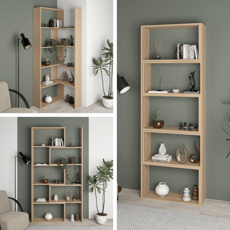 Librería esquinera extensible roble Wish 200h