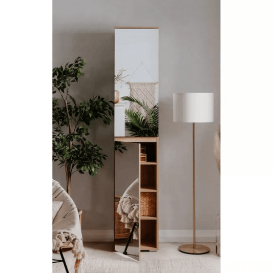 Mueble de entrada Mito40A con estantes completos y espejos.