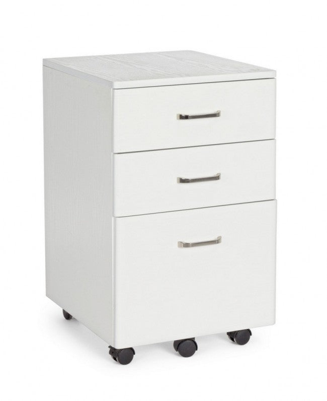 Cajonera de oficina en MDF con tres cajones en Fresno Blanco NADIR 40x44x h65 cm