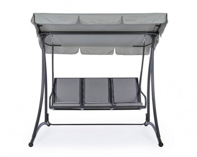 Columpio de acero de tres plazas Antracita GRELY 190x120x h185 cm